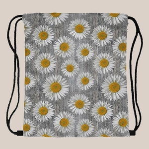 Women Sunflower Print Drawstring Backpack Portable Travel Storage Bag Lightweight Polyester Daisy Pattern Cinch Sack