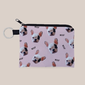 Französische Bulldogge Bedruckte Münzbörse Für Damen Mädchen Tragbare Mini Reißverschlusstasche Mit Schlüsselanhänger Ring Süßes Tiermuster Polyester Tasche