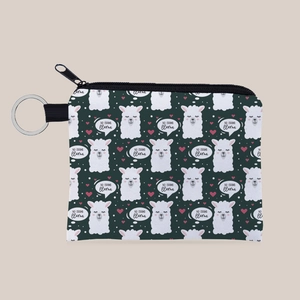 Porte-monnaie en Polyester avec Imprimé Alpaga Mini Sac à Clés avec Fermeture Éclair et Porte-clés pour Filles Petit Sac Portable