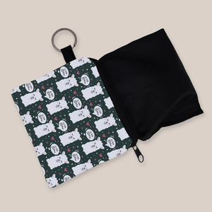 Petit porte-monnaie alpaga avec porte-clés et imprimé No Drama Llama en vert foncé