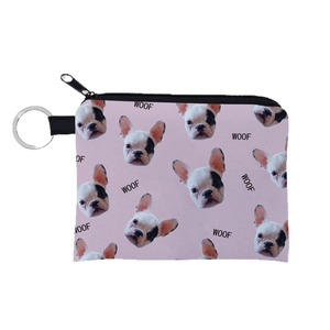 Kleiner Chihuahua Stoff-Geldbeutel in Rosa mit Schlüsselanhänger und Reißverschluss