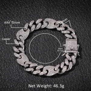 Hiphop 13mm Iced Out Varkensneus Cubaanse Schakelketting Ketting Armband Set Koper Zirconia Heavy Metal Sieraden Voor Heren