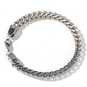 Μινιμαλιστικό ανδρικό βραχιόλι Cuban link 6mm από ασημί ανοξείδωτο ατσάλι με κούμπωμα