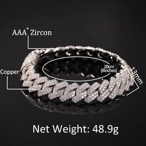 Détail du bracelet gourmette en cuivre de 13mm avec micro-pavage de zircone AAA+