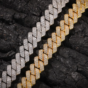 Bracelets Cuban link hip hop en or et argent sertis de micro-zircones cubiques