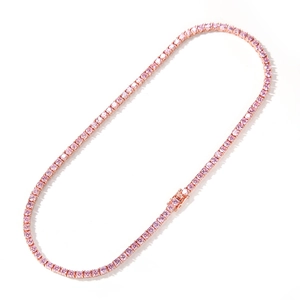 Rosa Tennis-Halskette mit Zirkonia-Steinen in Roségold-Finish für trendige Hip-Hop-Mode