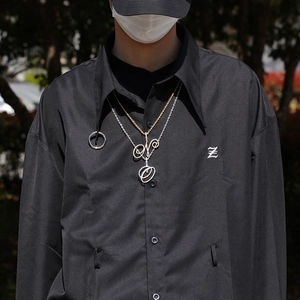 Ensemble de colliers hiphop double couche avec pendentifs lettres N et O en cristal
