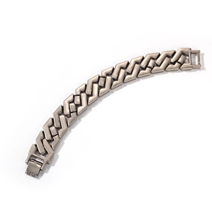 Men's hip-hop geometric chain bracelet in matte gunmetal grey with folding clasp