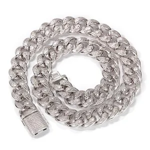 Hip Hop Iced Out Cuban Link Chain Necklace Bracelet Copper Pave Zirconia Jewelry Men Women Fashion Streetwear Accessory