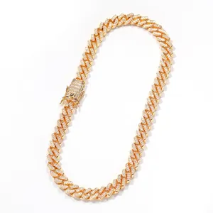 Chaîne à Mailles Cubaines de Luxe en Cuivre pour Hommes Femmes Hip Hop Iced Out Zirconia Streetwear Collier Bijoux Cadeau