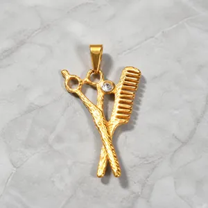 Collier avec Pendentif Hip Hop en Acier Inoxydable pour Hommes Plaqué Or Vintage Ailes d'Ange Casquette de Baseball Balance Croix Chaîne Cubaine Bijoux
