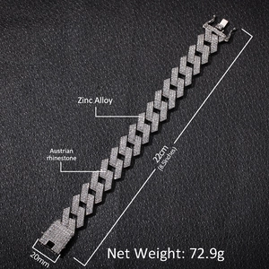 Detail of 20mm iced out Cuban link chain with zinc alloy and Austrian rhinestones