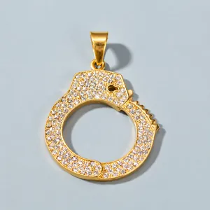 Hip Hop Stainless Steel Pendant Necklace Rhinestone Handcuffs Money Bag Dollar Bill Portrait Gold Plated Jewelry For Men