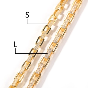 Hip Hop 8mm Gold Gliederkette mit Zirkonia-Besatz in den Größen S und L für Damen