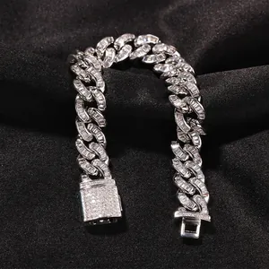 Herren Hip Hop Panzerkette Armband Kupfer Iced Out Strass Besetzt Gold Silber Armband Cool Streetwear Schmuck Zubehör