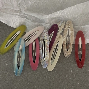 Vintage Acetate Hollow Oval Hair Clips For Women Girls Dopamine Colorful Marble Pattern Snap BB Clip Side Barrette Hair Accessories