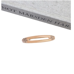 Barrette élégante en acétate beige avec strass et inscription dorée française