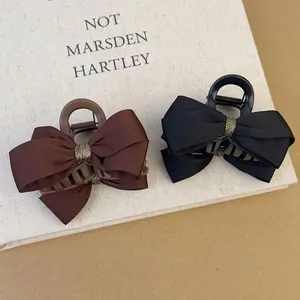 Pince à Cheveux Élégante en Satin Avec Nœud Style Français Pour Femmes Grande Pince Crabe Accessoires de Coiffure Quotidienne