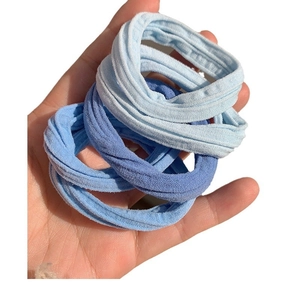 Lot de cinq chouchous bleus macaron à haute élasticité et texture épaisse pour cheveux