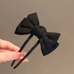 Elegant black fabric bow U-shaped hair fork for Hanfu and Cheongsam hairstyles