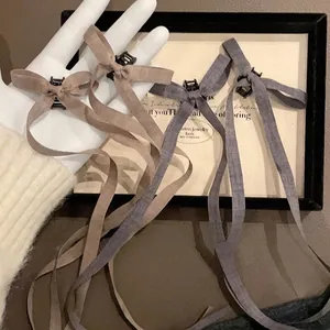 Pince à Cheveux Élégante Nœud Ruban Balletcore Long Ruban Petite Pince Crabe Tissu Accessoire Cheveux Doux Pour Femmes