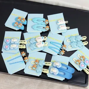Bär Herz Haarklammer Blau Harz Handgefertigt Süßer Stil Mädchen Haarschmuck Pony Clip Stern Wolke Schleife Entenschnabel Clip Schmuck