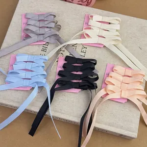 Korean Style Ribbon Bow Hair Clip Set For Women Girls Sweet Balletcore Grosgrain Fabric Side Bangs Clip Ponytail Accessory