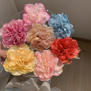 Set of 7 colorful peony hair clips in multi-layer silk fabric for vacation styling