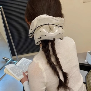 French Style Large Polka Dot Scrunchie Oversized Fabric Hair Tie Elastic Hair Band Simple Daily Hair Accessories For Women