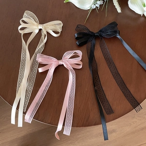 Barrette à Cheveux Nœud en Satin Doux Avec Ruban en Dentelle Élégant Vintage Accessoires de Coiffure pour Femmes Filles