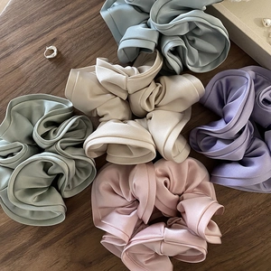 French Elegant Large Fabric Scrunchies Morandi Colors Solid Pleated Hair Ties Elastic Ponytail Holder Women Hair Accessories