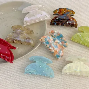 Lot de 8 pinces à cheveux en acétate coloré avec strass brillants sur plat céramique