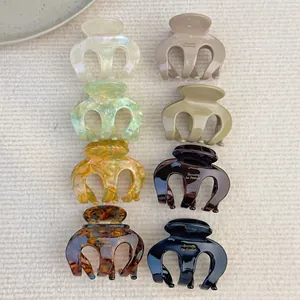 Set di 8 mollette per capelli in acetato colorato, finiture lucide e opache con logo