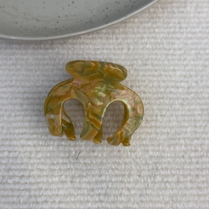 Elegante pinza per capelli in acetato a forma di zucca con dettagli dorati e texture