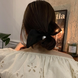 Eleganter Organza Große Schleife Haargummi Mit Künstliche Perlenimitat Dekorativer Hoch Elastischer Scrunchie Für Damen Koreanischer Stil Haarschmuck