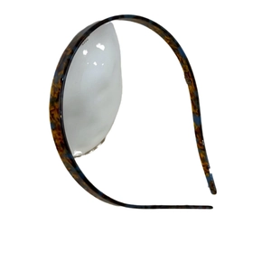 Classic tortoiseshell acetate skinny headband with stylish amber and blue leopard pattern