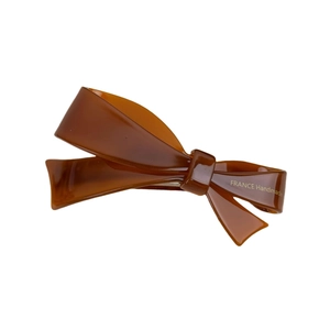 Brown tortoise shell bow hair clip with France Handmade gold lettering for women