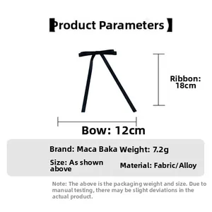 Detailed dimensions of the black ribbon bow hair clip with 12cm width and 18cm streamers