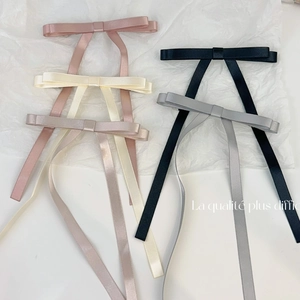 Elegant four-color silk ribbon bow hair clips set with long tassels for ballet core hair style