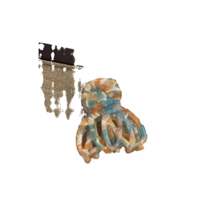 Elegant medium marble texture acetate hair claw clip with orange and blue pattern