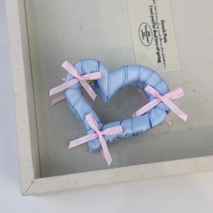 French style light blue heart hair claw with pink silk bows for balletcore hairstyles