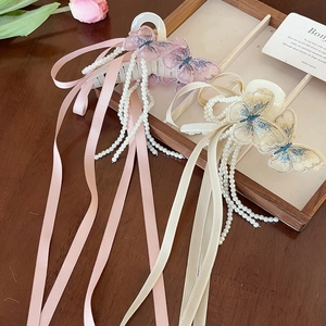 Eleganter Schmetterlings Haarclip mit Perlen und Spitzenstickerei für Damen