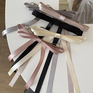 Elegant Korean Style Satin Ribbon Bow Hair Clip For Women Gentle Sweet Princess Aesthetic Long Streamer Hair Decoration Daily Accessory