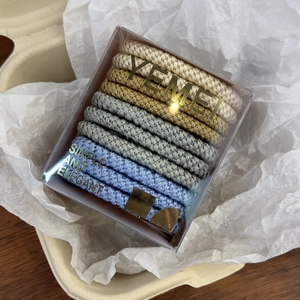 Elastic braided hair ties set in Morandi colors with transparent square gift box