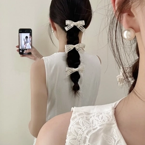 Elegant Cream White Lace Bow Hair Clip French Style Embroidered Floral Alligator Clip Sweet Side Clip For Women Girls Hair Accessories