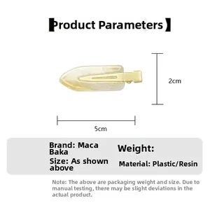 Parametri dettagliati delle dimensioni di un fermaglio per capelli in resina da 5 cm