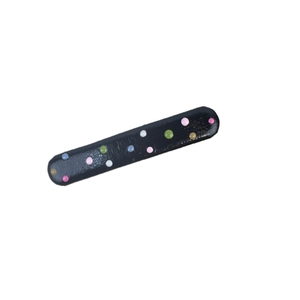 Barrette à cheveux en cuir à pois colorés sur épingle à cheveux rectangulaire noire