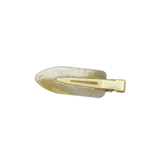 Fermaglio per capelli giallo traslucido con glitter dorati e clip a coccodrillo