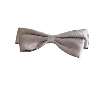 Elegant champagne satin double bow hair clip with a silky finish for women