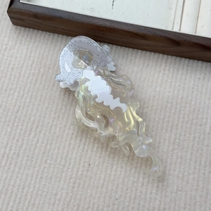 Pinza per capelli a medusa in acetato colorato con finitura perlata e glitter argento